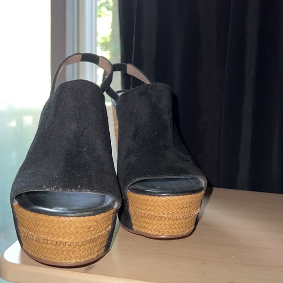 Black Suede Platform Wedge - Picture 3 of 9